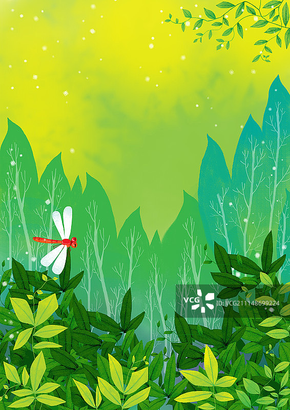 唯美背景元素组图共3000多幅-树林里的红蜻蜓图片素材
