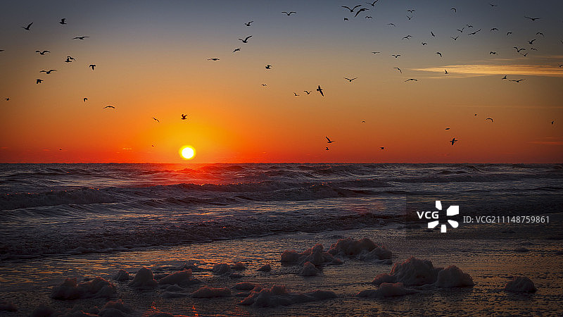 代托纳海滩日出图片素材