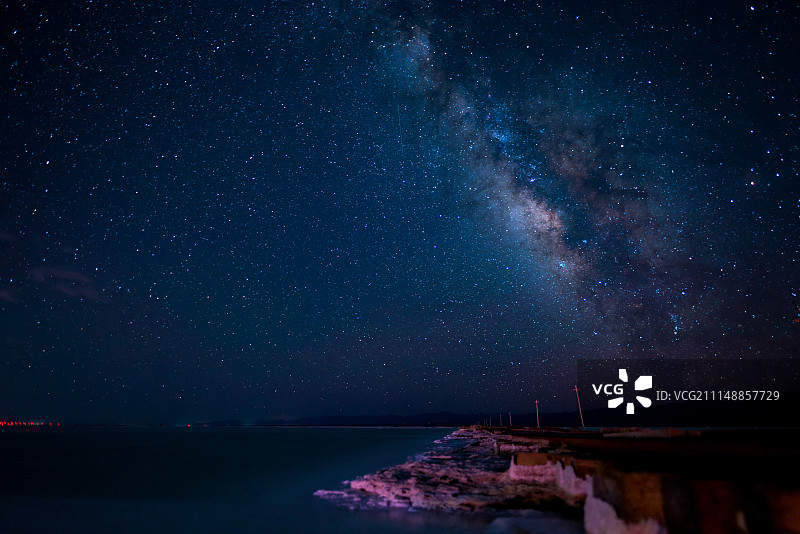 茶卡盐湖星空图片素材