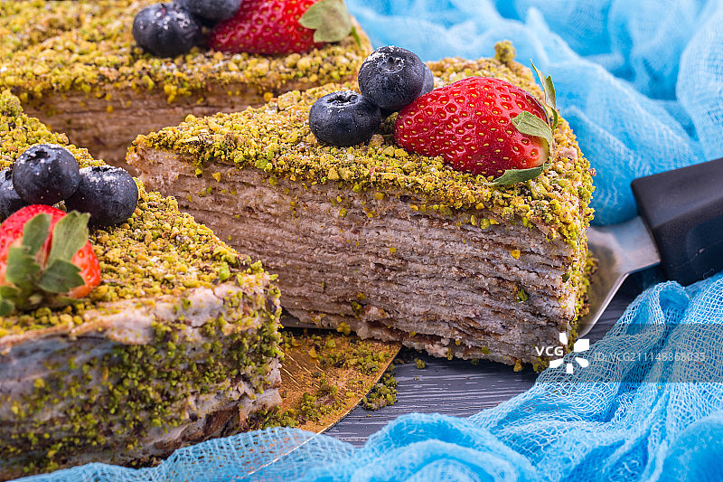 开心果奶油薄烤饼图片素材