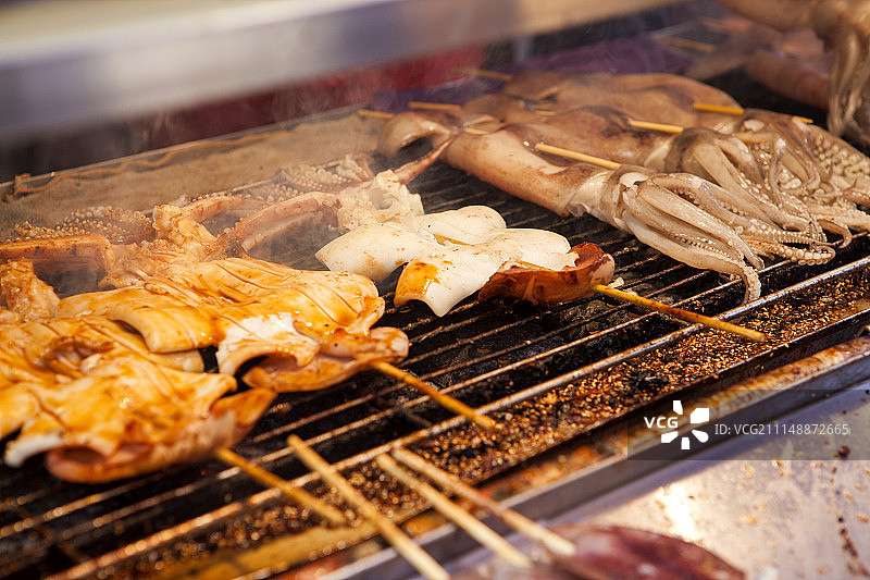 烤鱿鱼,烧烤图片素材