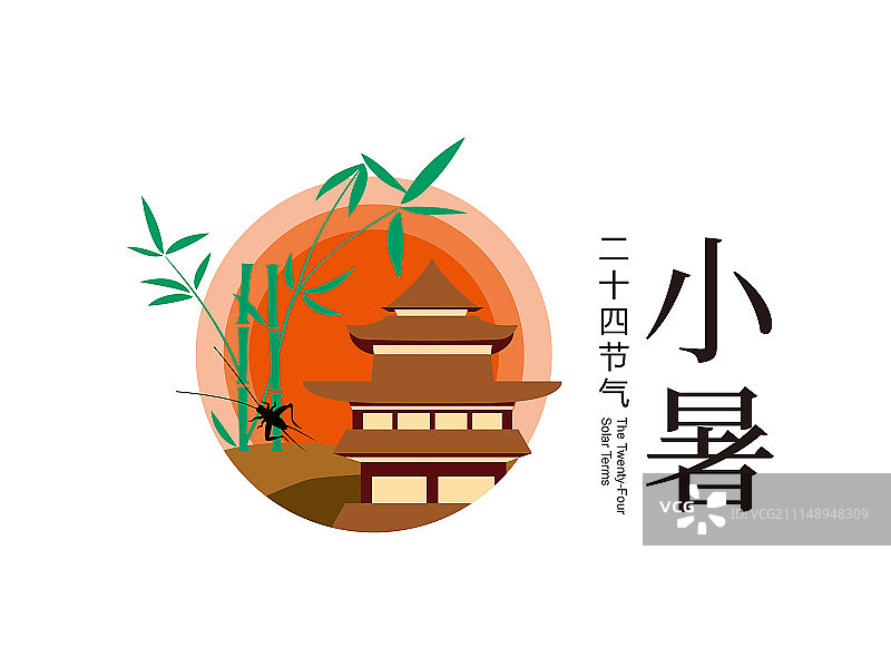 二十四节气标识-现代海报-小暑图片素材