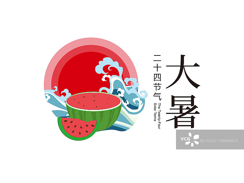 二十四节气标识-现代海报-大暑图片素材