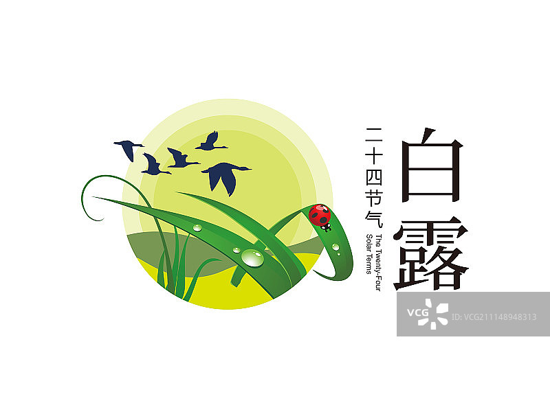 二十四节气标识-现代海报-白露图片素材