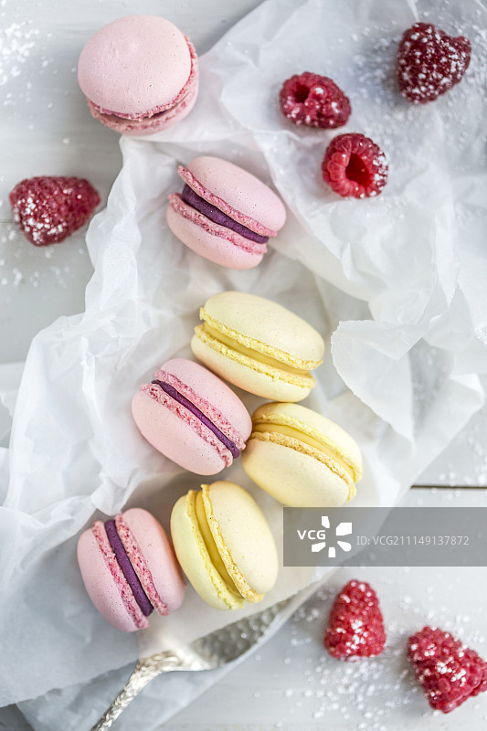 覆盆子柠檬马卡龙图片素材