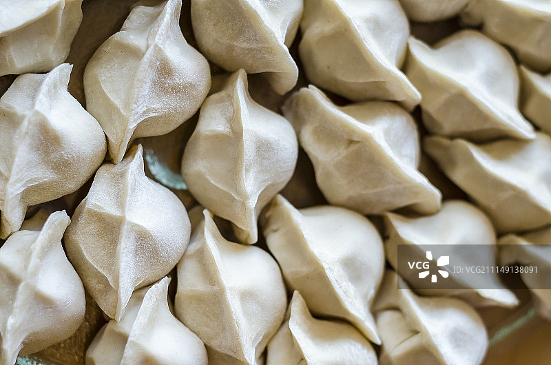 新鲜自制中国饺子俯视图图片素材