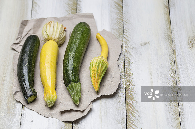 纸上的西葫芦和西葫芦花图片素材