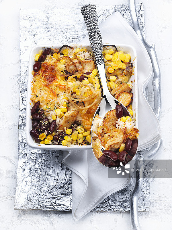 鸡肉玉米焗饭图片素材