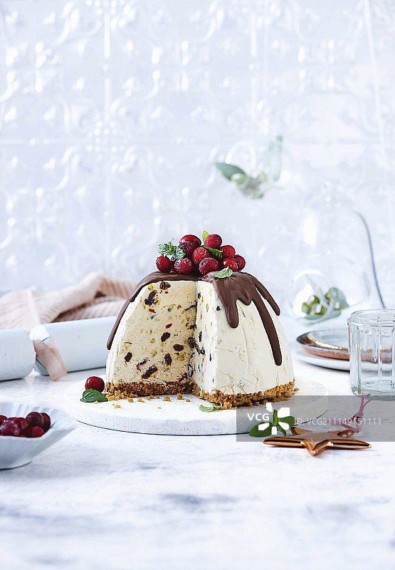 冷冻圣诞芝士蛋糕布丁图片素材