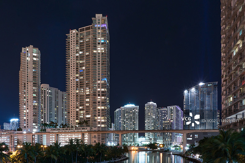 迈阿密河夜景天际线图片素材