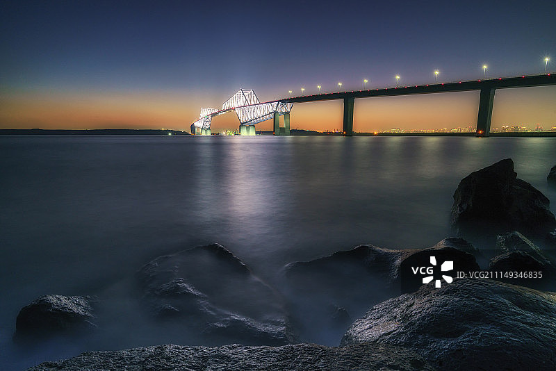 东京京门大桥的黄昏图片素材