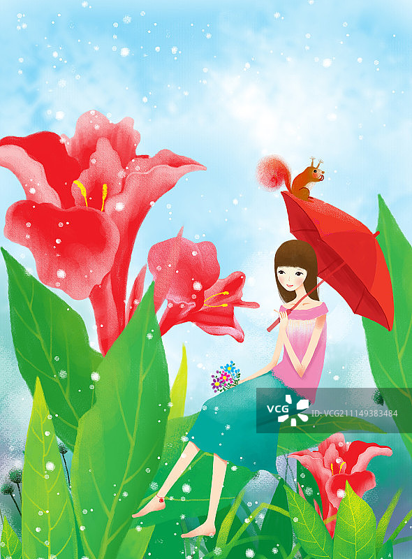 人物插画组图共3000幅-坐在芭蕉叶上图片素材