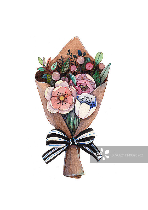 扎蝴蝶结的花束图片素材