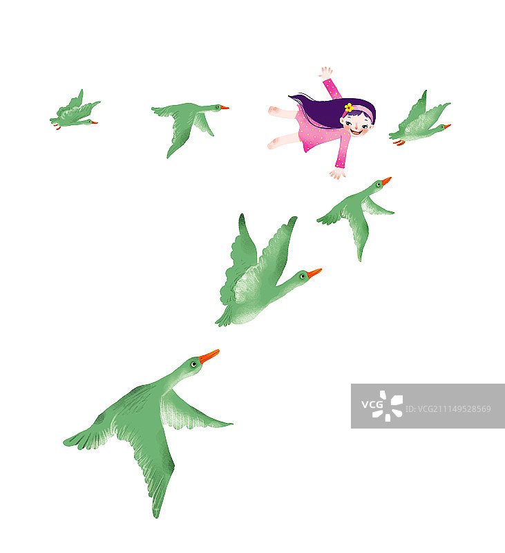 背景分离人物系列组图共3000多幅-我和大雁组队飞图片素材