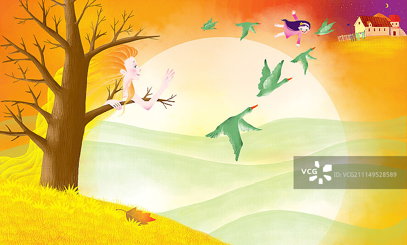 绘本插画组图3000幅-绘本故事-像风一样（8-8）图片素材