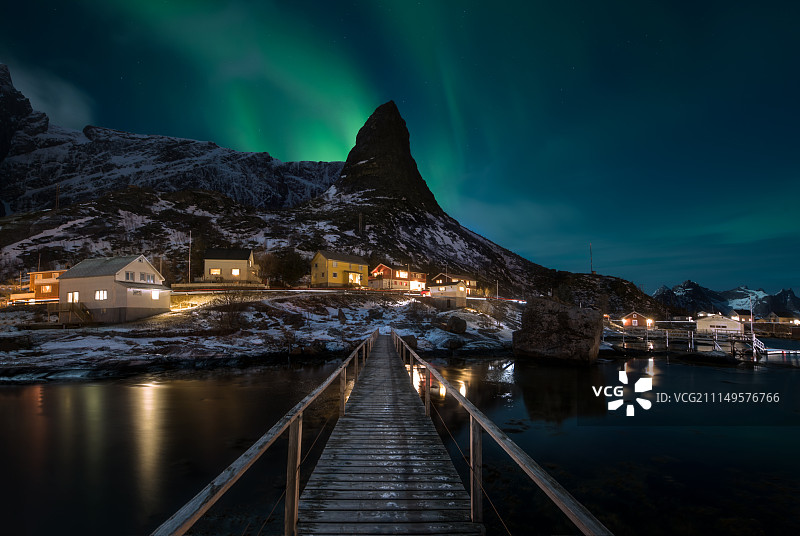 挪威罗弗敦群岛极光图片素材