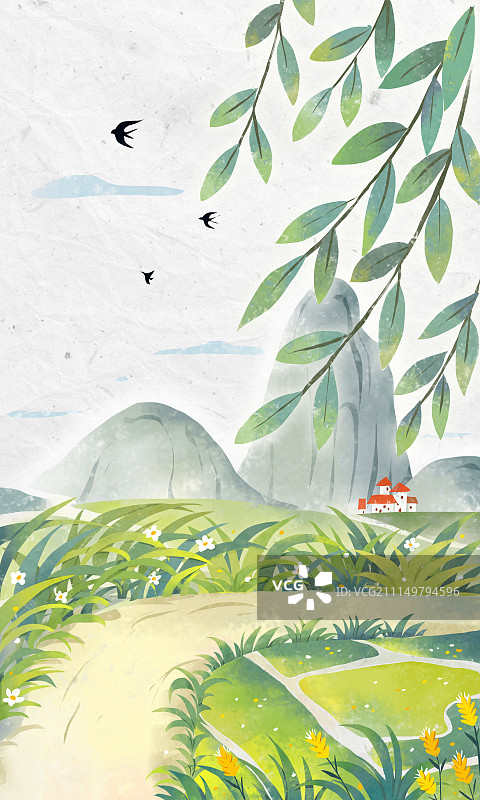 绿色的春天竖版图片素材