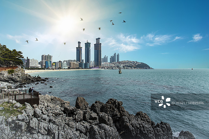 韩国釜山海云台海滩图片素材