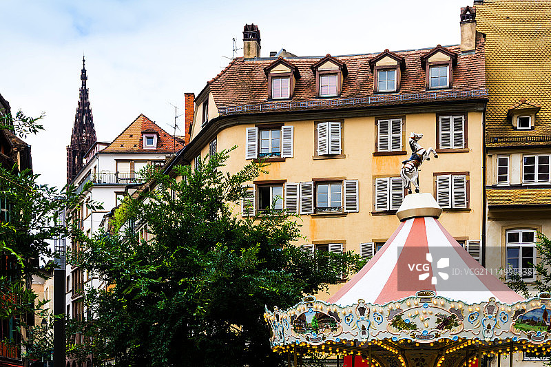 法国阿尔萨斯斯特拉斯堡古建筑街景图片素材