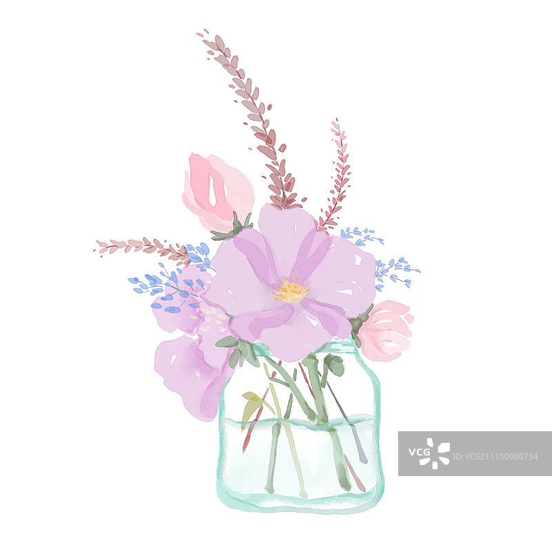 水彩瓶插花卉图片素材