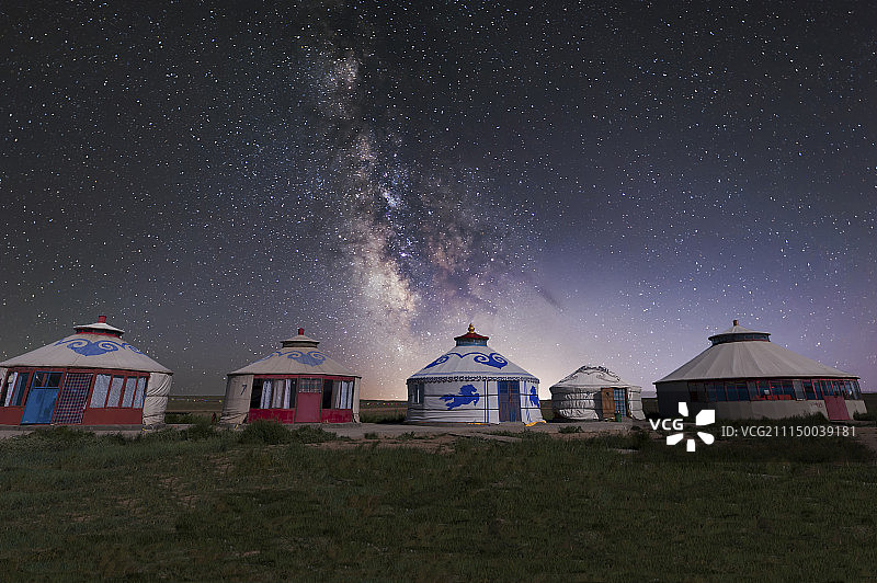 希拉穆仁草原银河图片素材
