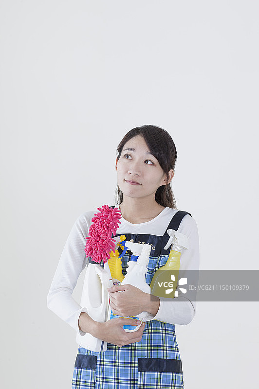 家庭主妇思考解决方案图片素材