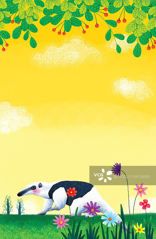 动物插画系列作品共3000幅-旅游的食蚁兽图片素材