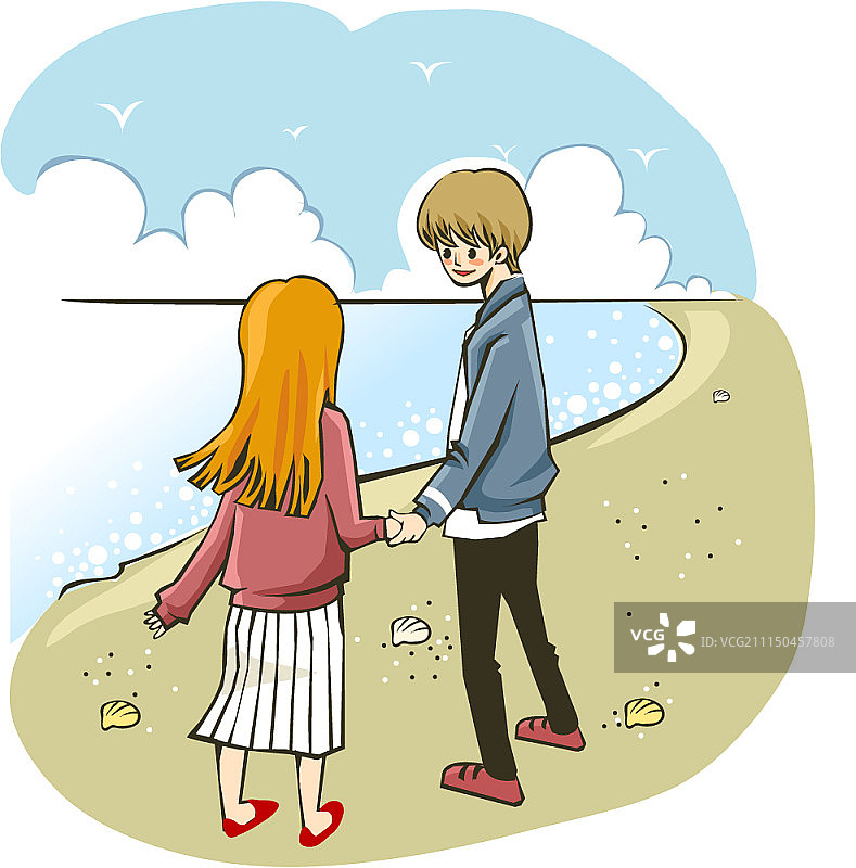 恋爱中的年轻情侣矢量插画图片素材