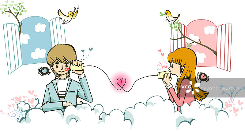 恋爱中的年轻情侣矢量插画图片素材