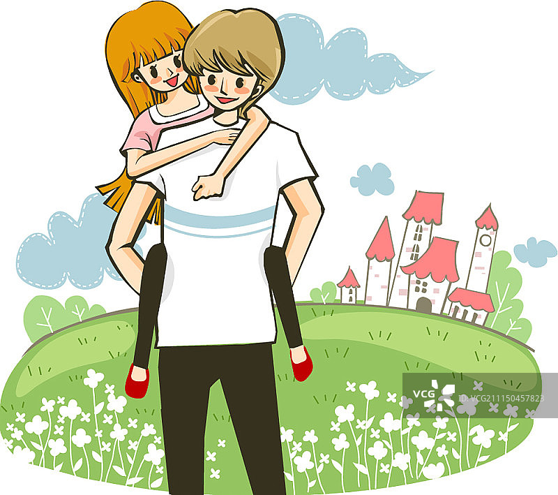 恋爱中的年轻情侣矢量插画图片素材