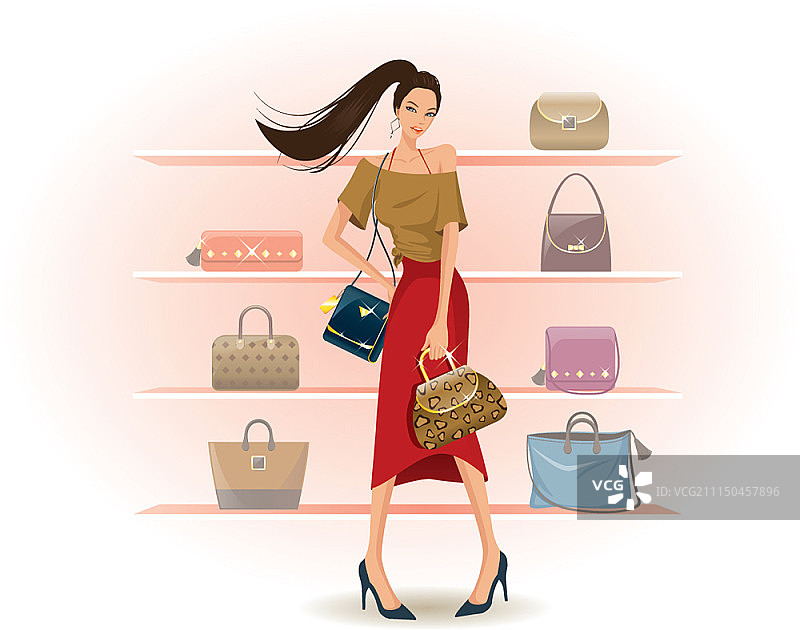 购物主题女性矢量插画图片素材