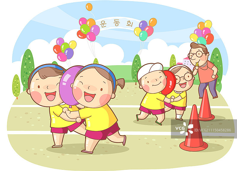 小学校园运动会矢量插画图片素材