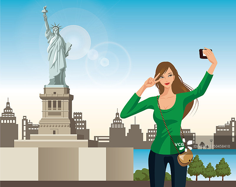 矢量插画：年轻女旅行者图片素材