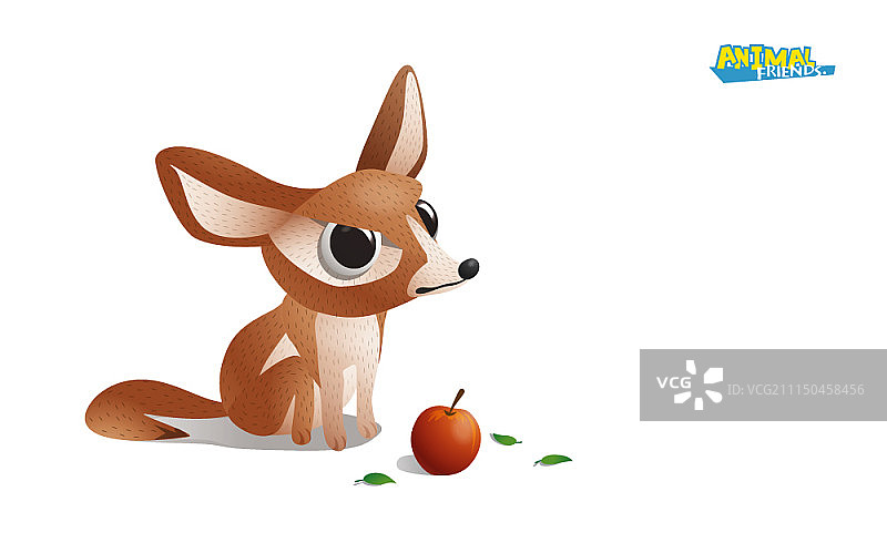 白色背景上可爱的卡通动物角色图片素材