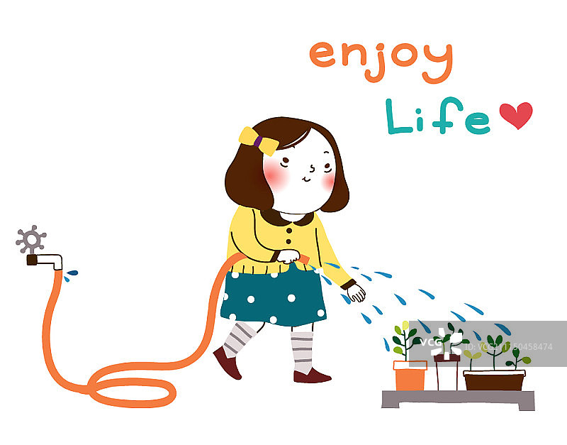 白色背景上孤立的卡通女孩人物图片素材