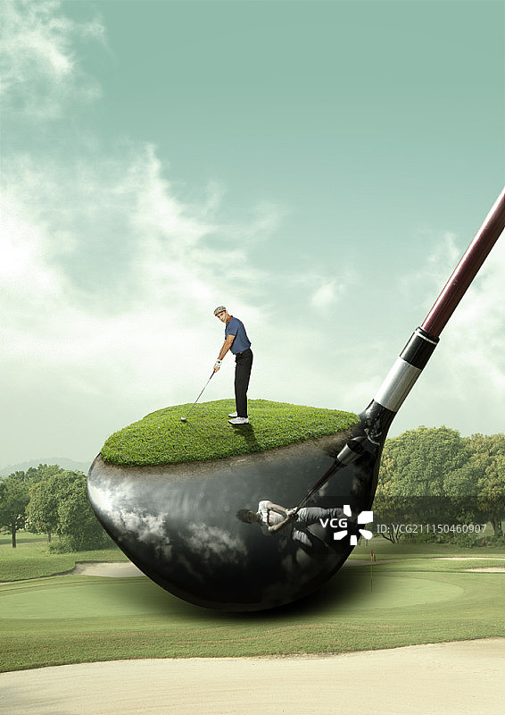 高尔夫球手合成图图片素材