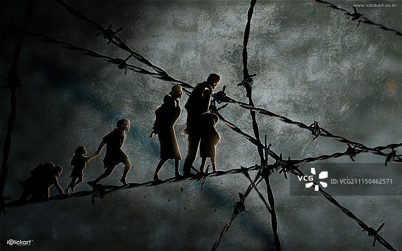 拯救难民概念插画图片素材