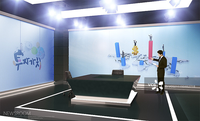 演播室新闻播音员合成图图片素材