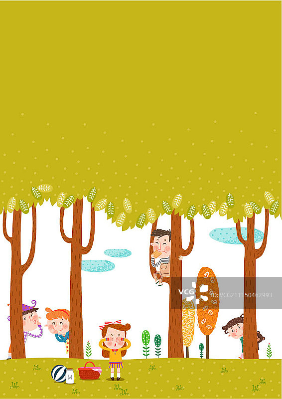 儿童户外玩耍矢量插画图片素材
