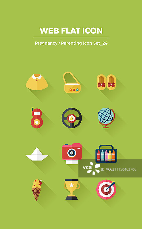 怀孕和育儿概念扁平图标合集图片素材