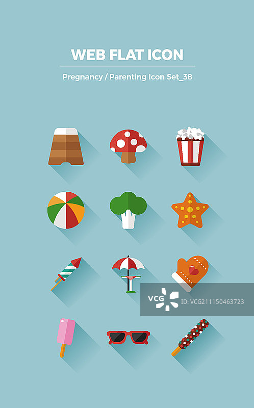 怀孕和育儿概念扁平图标合集图片素材