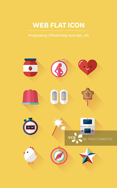 怀孕和育儿概念扁平图标合集图片素材