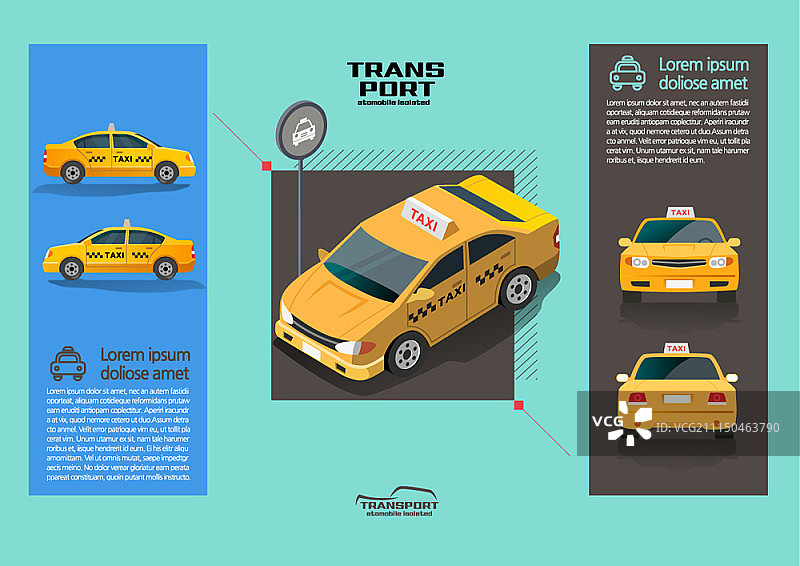 2.5D交通运输套装扁平风格设计图片素材