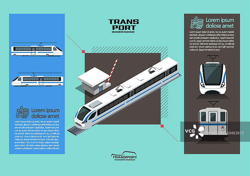 2.5D交通运输套装扁平风格设计图片素材