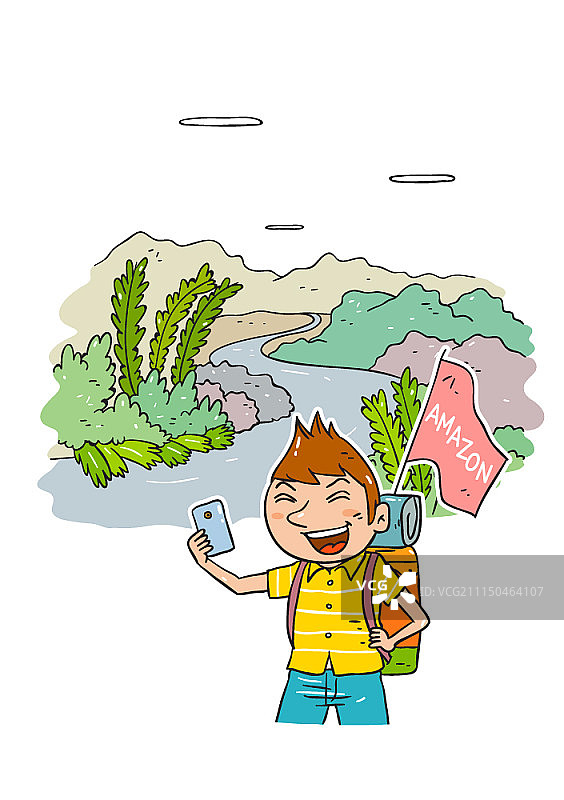 旅行亚马逊的背包客图片素材