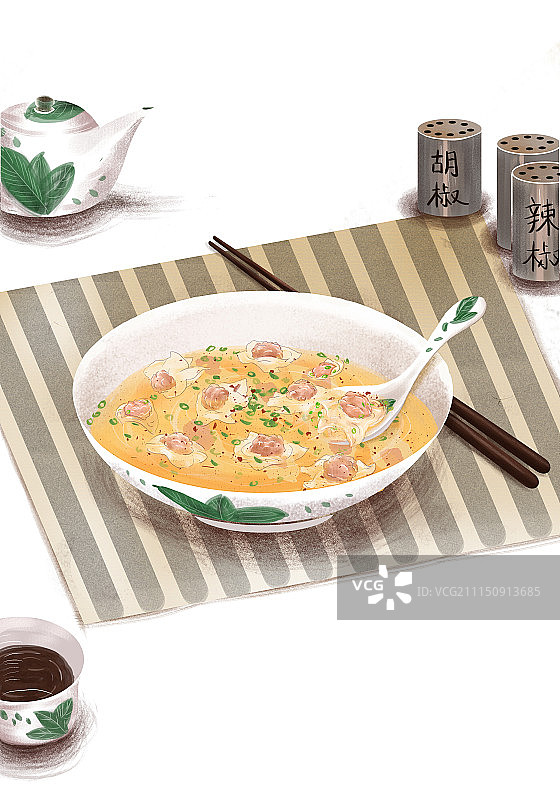 带汤小云吞图片素材