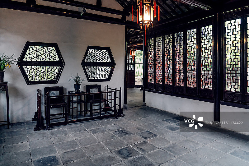 苏州古建筑园林内景图片素材