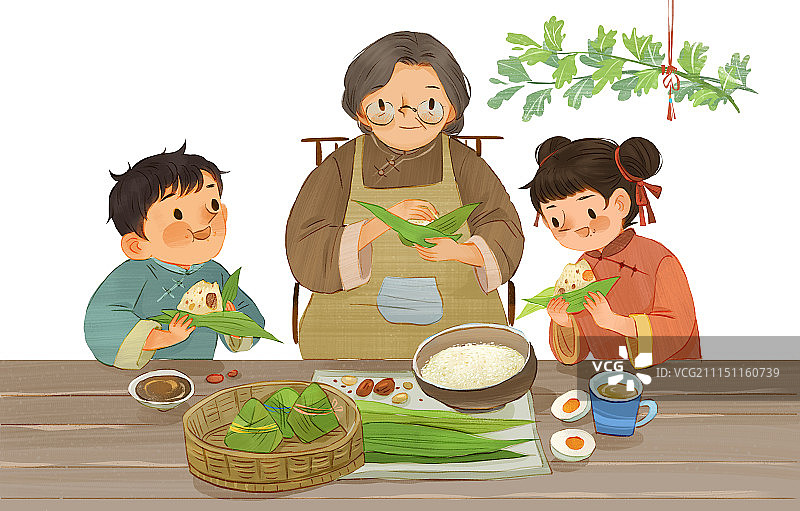 端午节包粽子图片素材