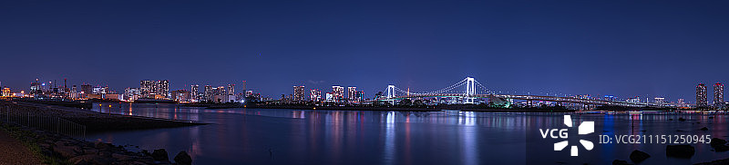 从御台场岛看东京湾全景图图片素材