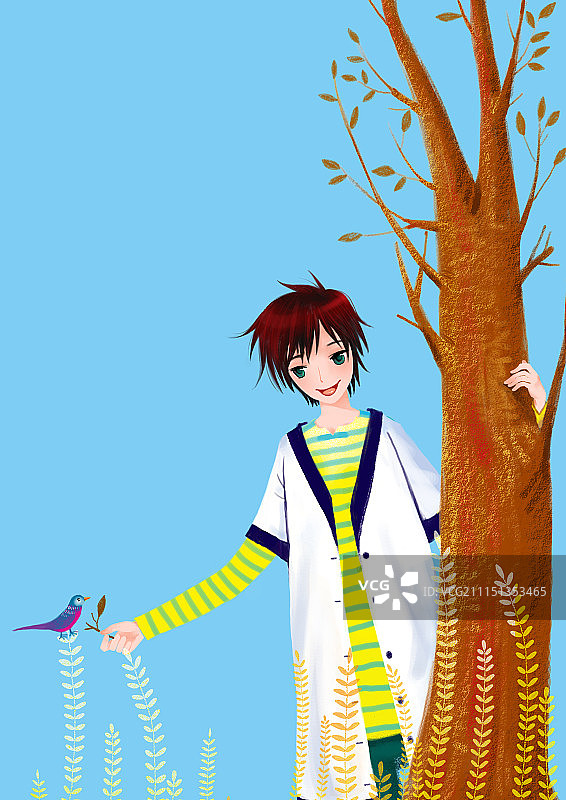 背景分离人物系列组图共3000多幅-抱着树的男孩图片素材